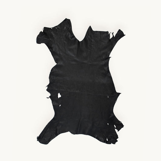Black Chrome-Tanned Whitetail Buckskin Deer Hide